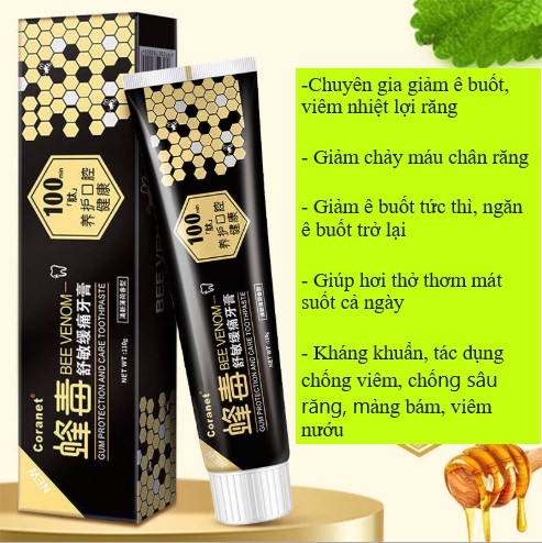 Kem đánh răng nọc Ong tự nhiên chống viêm nứu, sâu răng giảm ê buốt răng Be Venom 110g