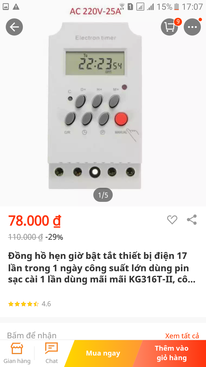 ĐỒNG HỒ HẸN GIỜ BẬT TẮT THIẾT BỊ 17 LẦN TRONG 1 NGÀY