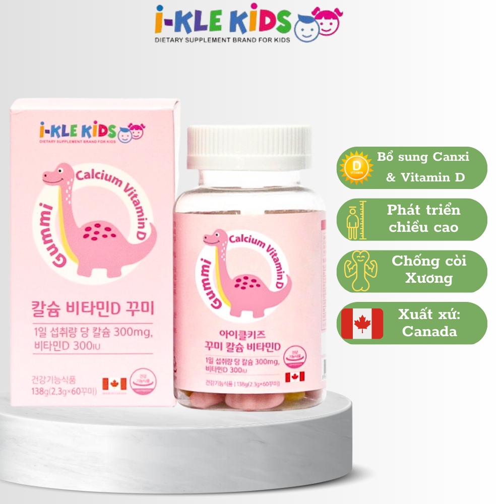 Kẹo dẻo calcium vitamin d gummy - bổ sung vitamin d và canxi cho trẻ hộp 60 viên