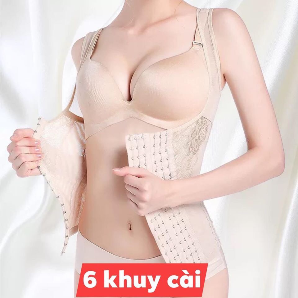 {GIÁ SALE - HÀNG CHUẨN} Áo gen bụng định hình 6 hàng móc cài , Áo Gen Gile nâng ngực Giảm eo 3-5cm