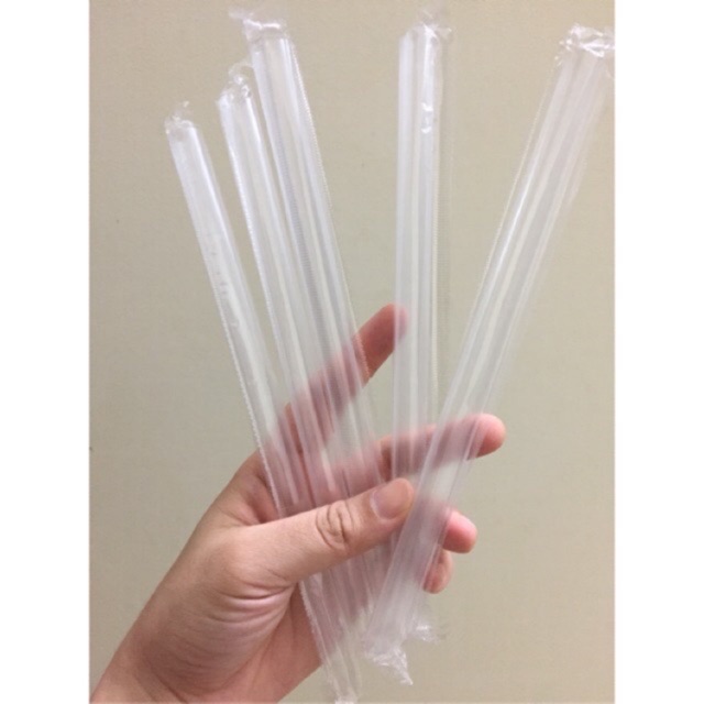 1 bịch Ống hút trà sữa màu trong bọc nilon từng chiếc Phi 12