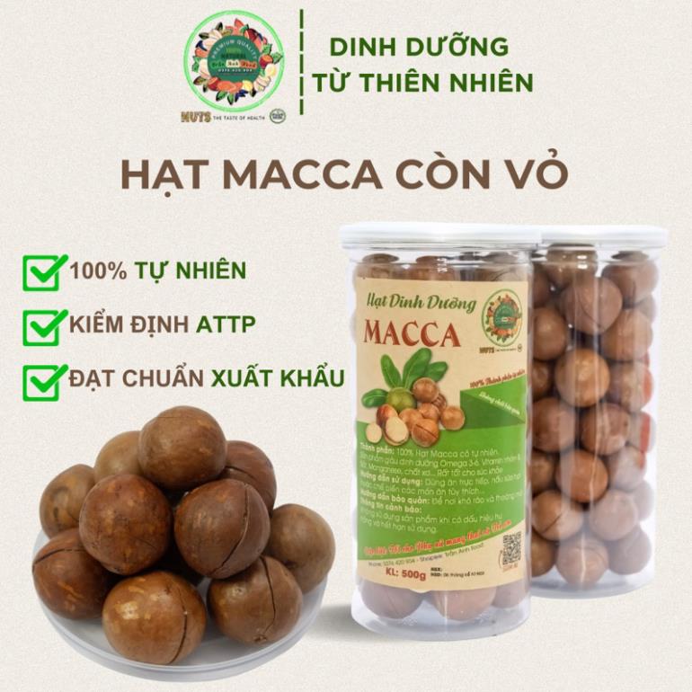 Hạt macca ta healthy food - hạt macca nứt vỏ sấy khô siêu bổ dưỡng giàu dinh dưỡng hương vị nguyên bản hũ 500gr