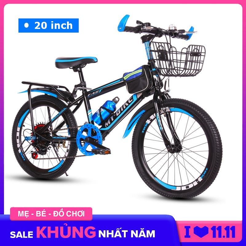 Xe đạp trẻ em, xe đạp thể thao Size 20 inch cho bé từ 6-13 tuổi Có giỏ, gác baga và bình nước