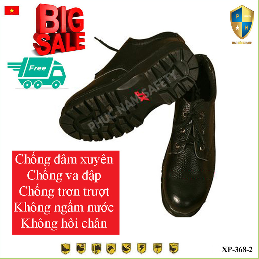 Giày bảo hộ lao động cao cấp (XP-368-1), giày bảo hộ lao động nam, giày bảo hộ lao  động chống đinh, giày chống đập ngón, giày bảo hội lao động giá rẻ, Bảo hộ lao động Phúc Nam