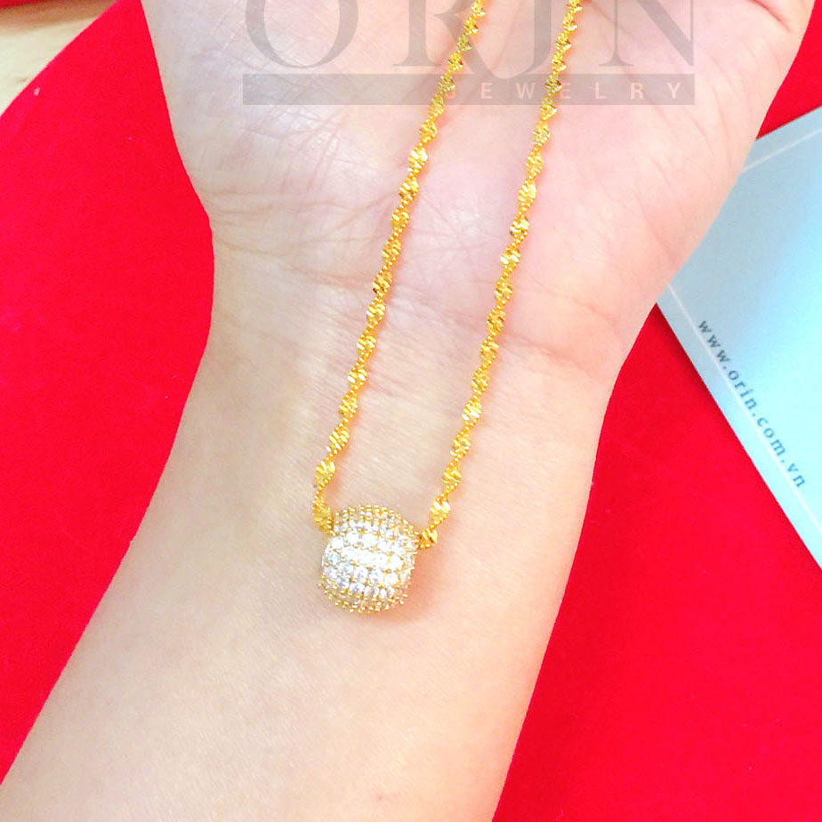Dây chuyền nữ mạ vàng 18k hạt charm cao cấp Orin D3087 - Long Tien