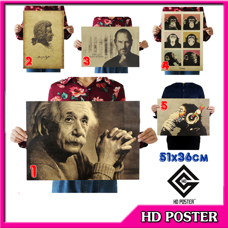 Poster VĨ NHÂN 51x36cm STEVE JOBS - EINSTEIN - MOZART Vintage - Poster Trang Trí Vintage