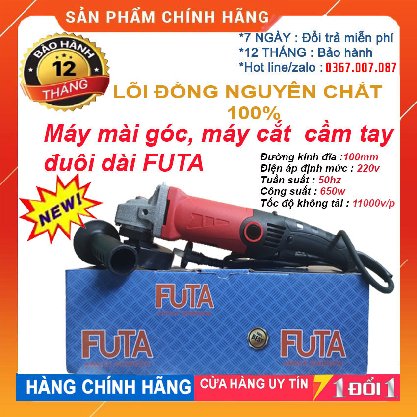 Máy mài góc , máy cắt cầm tay đuôi dài futa , công nghệ hiện đại đến từ nhật bản lõi đồng 100% công tắc bóp