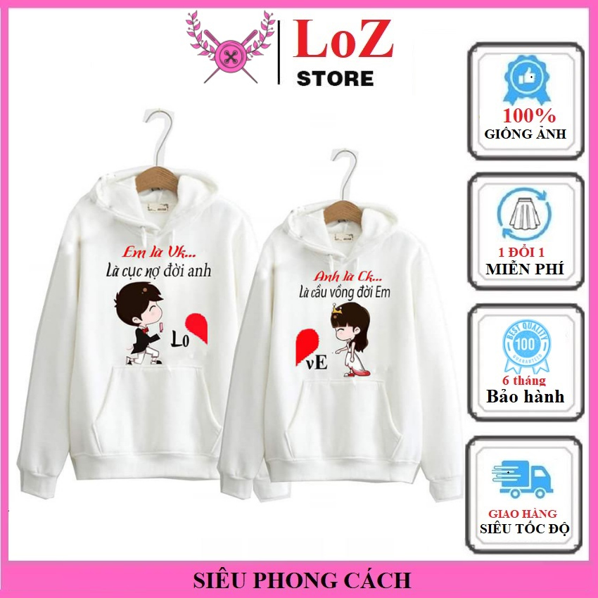[ SIÊU PHONG CÁCH ]Áo hoodie đôi nam nữ mũ nỉ unisex Cao Cấp,Có Nón Và Túi MM01. LOZITAR. .{ HÀNG ĐẸP } Vải nỉ bông da cá mềm mại có lớp lông dày dặn dễ phối đồ mặc đôi ý nghĩa áo đôi nam nữ, áo cặp