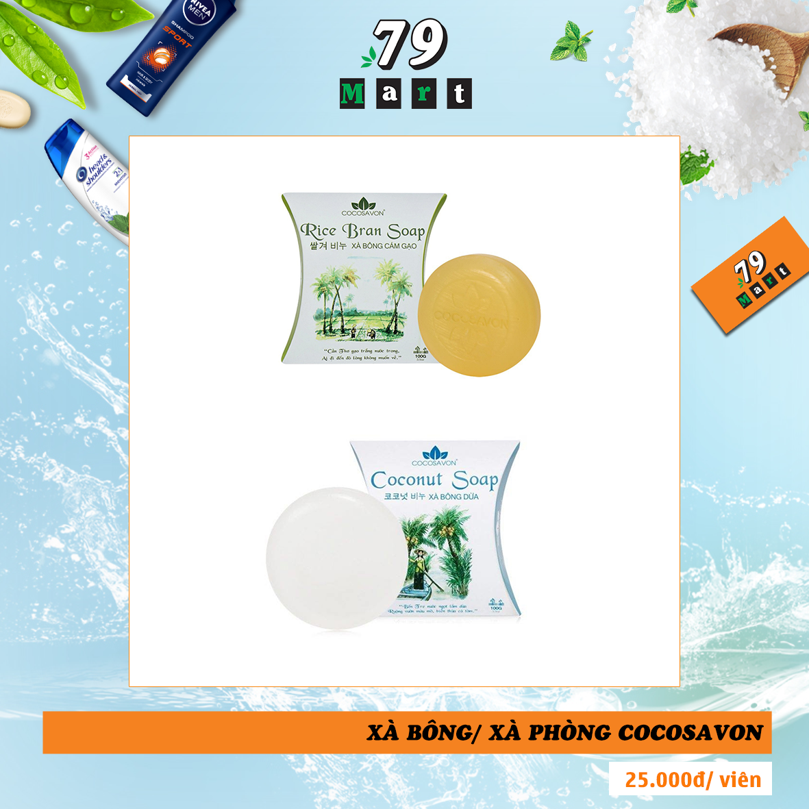 Xà bông/ Xà phòng Cocosavon hương Dừa/ Cám gạo - Siêu thị tiện lợi 79MART