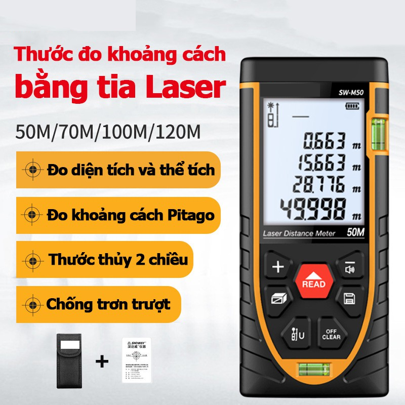 Thước đo khoảng cách lazer đa năng,máy đo khoảng cách,thuoc do dien tử laser,Thước đo khoảng cách bằng tia laser cao cấp loại 40m-50m-70m-100m