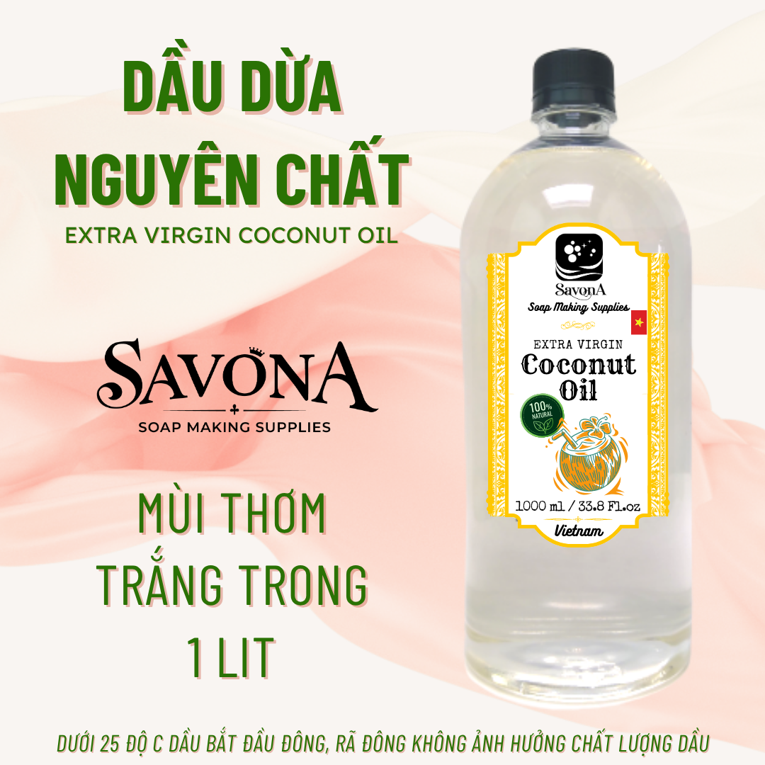 100ml - 500ml - 1L - 5L Dầu Dừa Không Mùi SavonA Làm Xà Phòng, Dầu dừa RBD - Nguyên liệu xà phòng, nguyên liệu mỹ phẩm - Refined Coconut Oil- SavonA Pure Unscented Coconut Oil