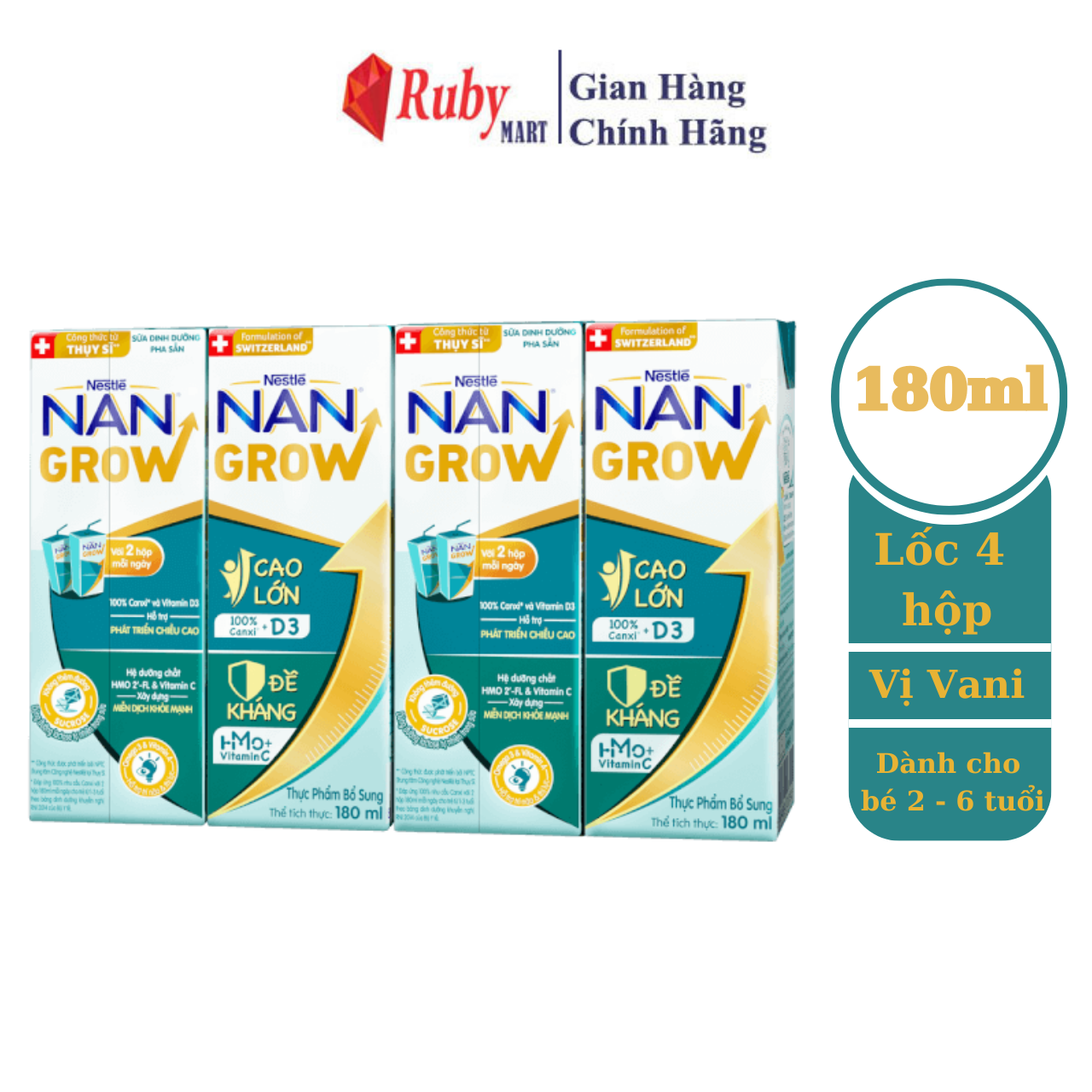 Lốc 4 hộp sữa dinh dưỡng pha sẵn nestlé nestlé nan grow