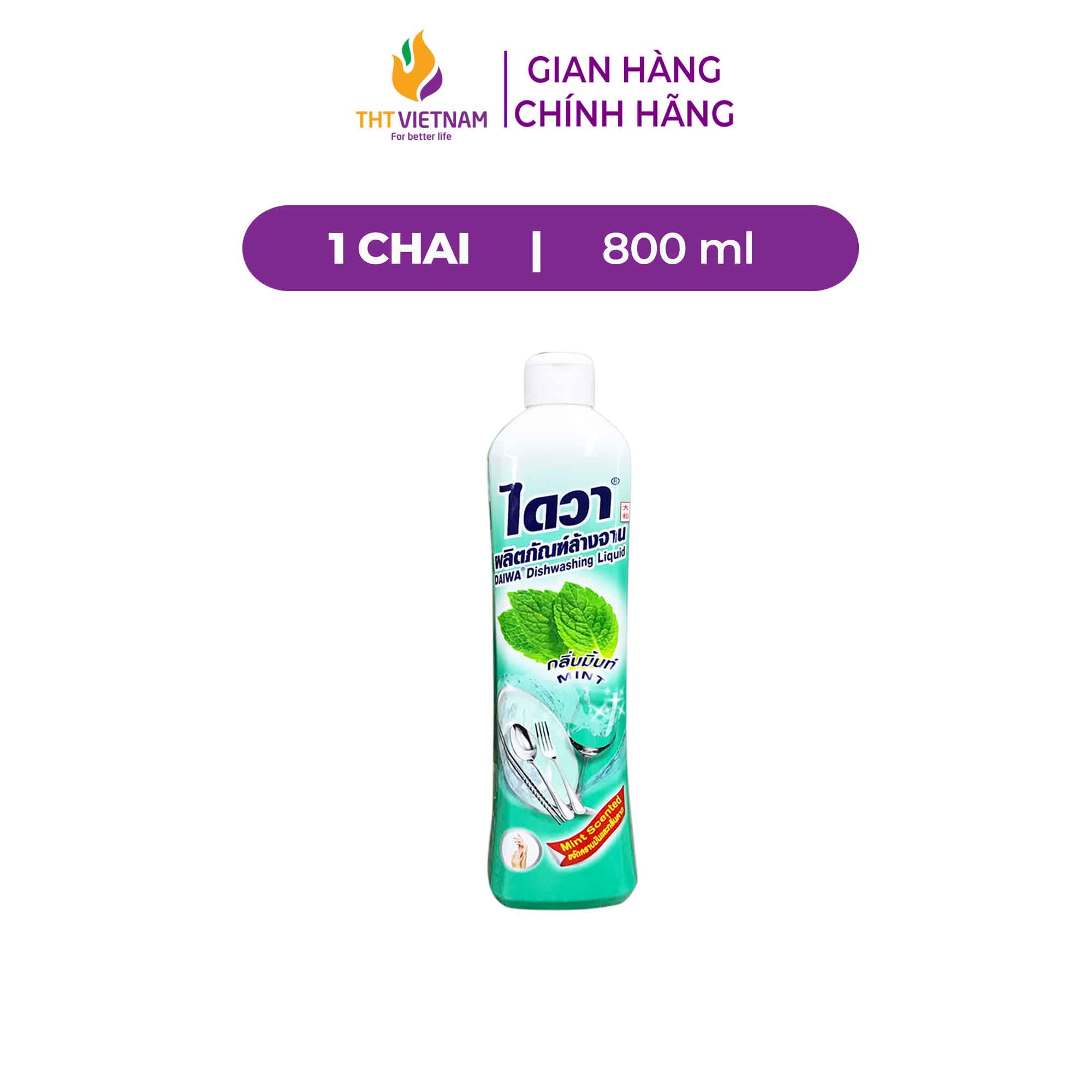 Nước rửa chén bát đậm đặc Daiwa hương bạc hà 800ml
