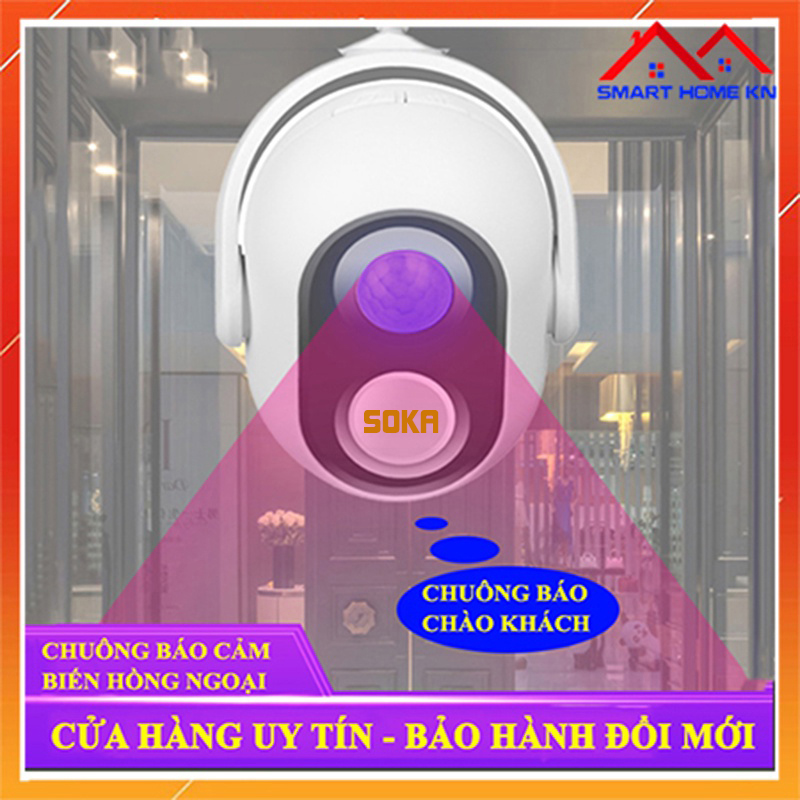 CHUÔNG BÁO KHÁCH TỰ ĐỘNG BÁO ĐỘNG CHỐNG TRỘM CẢM ỨNG HỒNG NGOẠI KHÔNG DÂY THÔNG MINH SOKA-V37