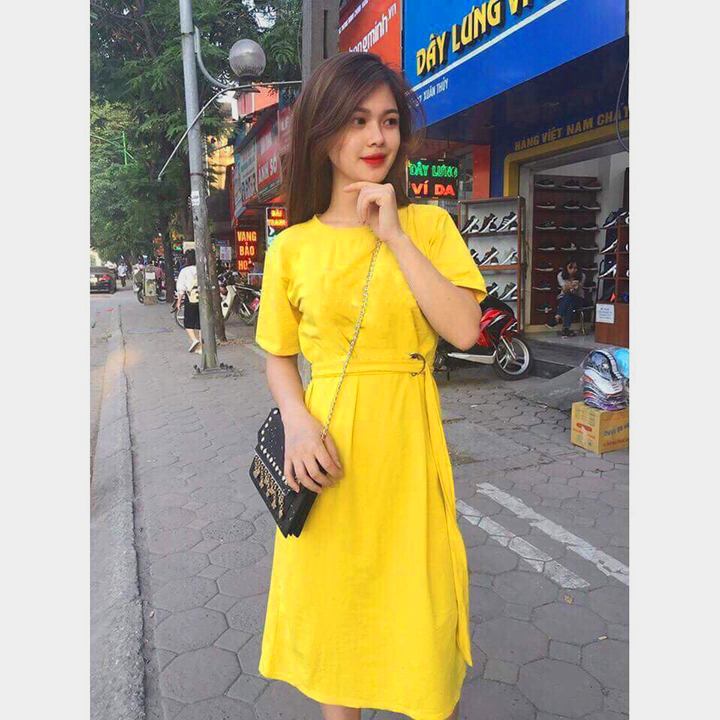 Đầm Suông Eo Thắt Dây Đơn Giản Dễ Thương