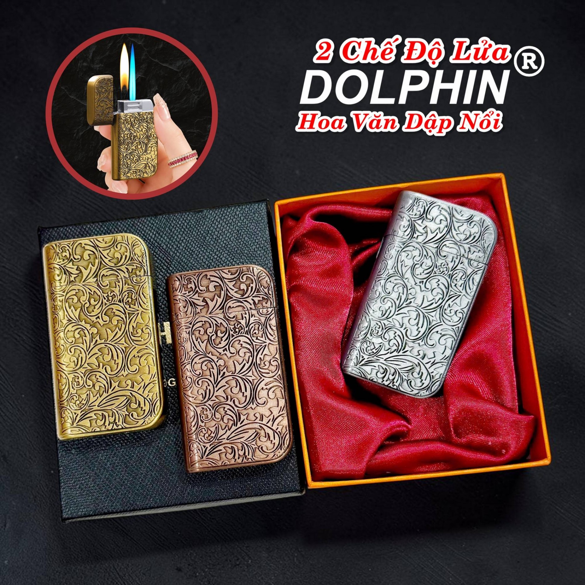 BẬT LỬA DOLPHIN 2 CHẾ ĐỘ LỬA HÌNH HOA VĂN DẬP NỔI - (XÀI GAS) = ĐỘC LẠ AI
