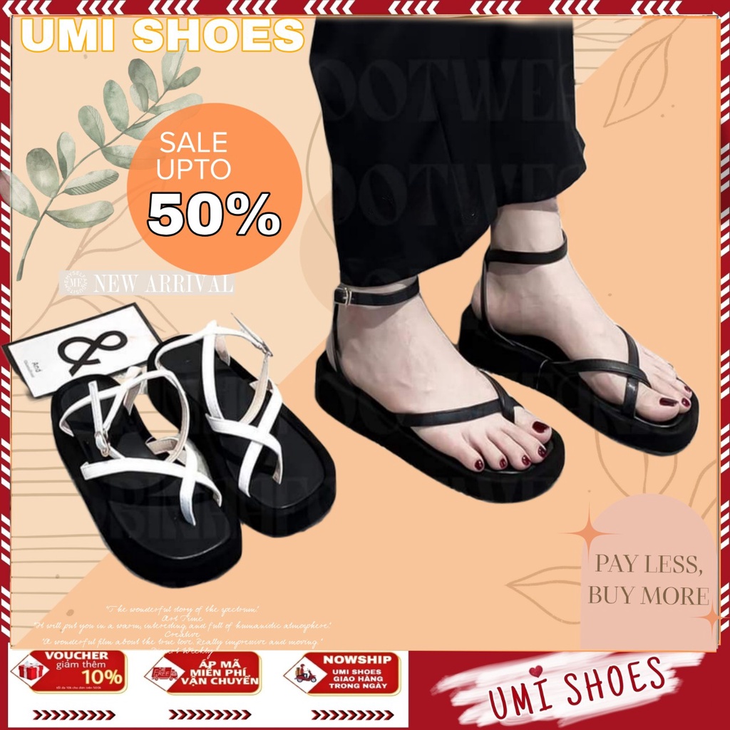 LOẠI 1 GIày Sandal Nữ Xỏ Ngón Kẹp Quai Mảnh Chéo Mũi tròn Đế Bằng Cao hot trend mới đơn giản đi chơi đi biển xinh đẹp