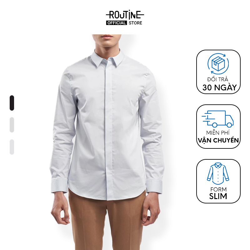 Áo Sơ Mi Nam Tay Dài Trơn Form Fitted - Routine 10F21SHL005
