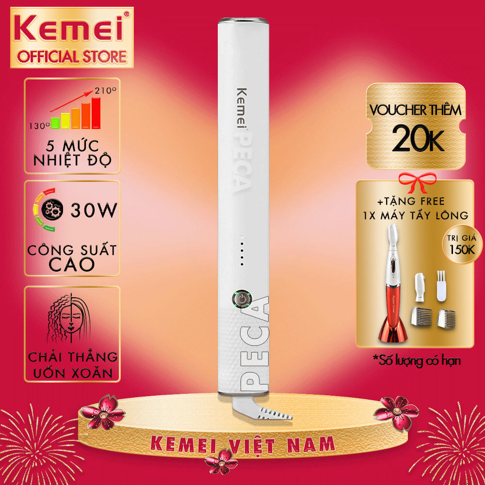 Lược điện chải thẳng tóc 5 mức nhiệt độ Kemei KM-509 làm nóng nhanh, có thể uốn , phù hợp với nhiều loại tóc