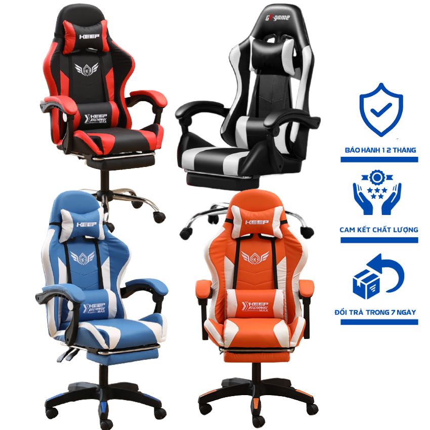 Ghế Gaming Ghế chơi Game văn phòng cao cấp có thể nằm ngửa lưng, có gác chân massage lưng Koresport KO100
