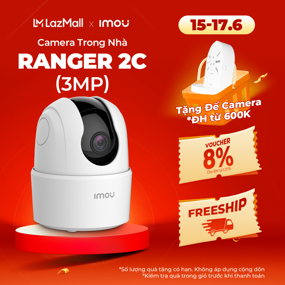 Camera Wifi trong nhà Imou Ranger 2C I Đàm thoại 2 chiều I Xoay toàn cảnh 360 I Bảo hành 2 năm I TA22CP