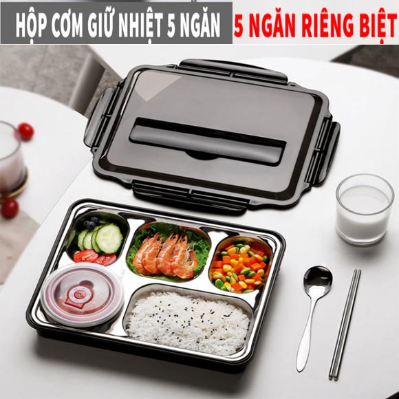 [GIÁ SIÊU RẺ] Cà Men Đựng Cơm,Cà Men Giữ Nhiệt, Hộp Đựng Cơm Giữ Nhiệt 5 Ngăn Cao Cấp Inox,Hộp Cơm Hôm Nóng Giá Rẻ,Hộp Cơm Chia Ngăn,Hộp Cơm Văn Phòng Tặng 1 Bộ Muỗng Đũa Inox Siêu Sịn Tiện Lợi Giá Ưu Đãi Giảm 50%
