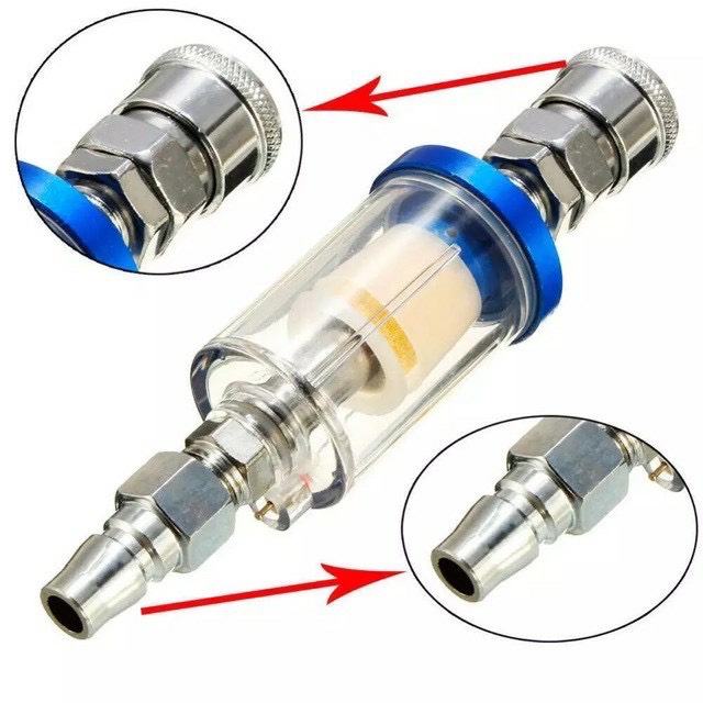 Lọc hơi nước dùng cho súng phun sơn - Tặng kèm bộ nối nhanh - Bộ lọc nước mini sử dụng khí nén