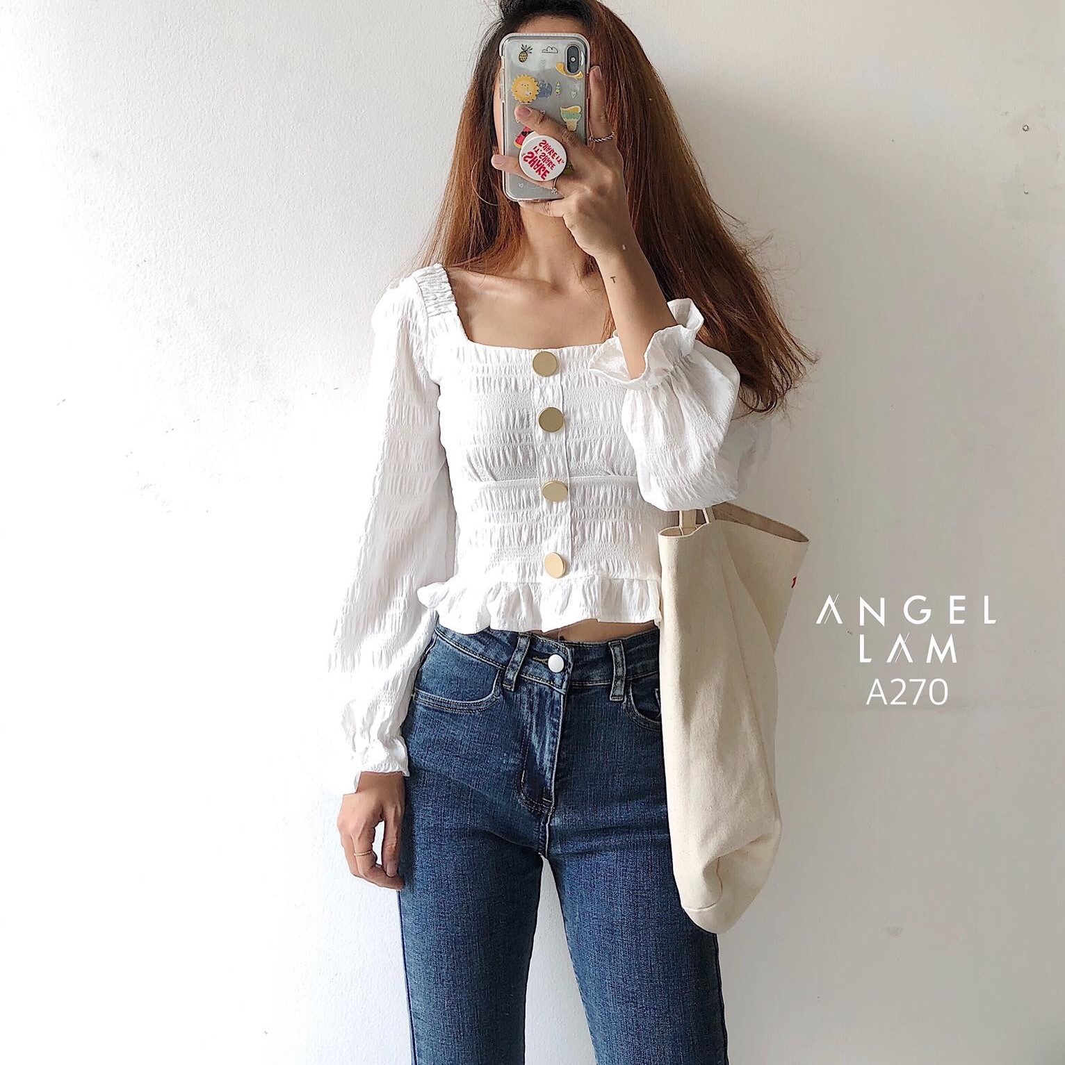 ÁO KIỂU PEPLUM CỔ VUÔNG SIÊU ĐẸP, ÁO VOAN TAY PHỒNG SANG CHẢNH AV12