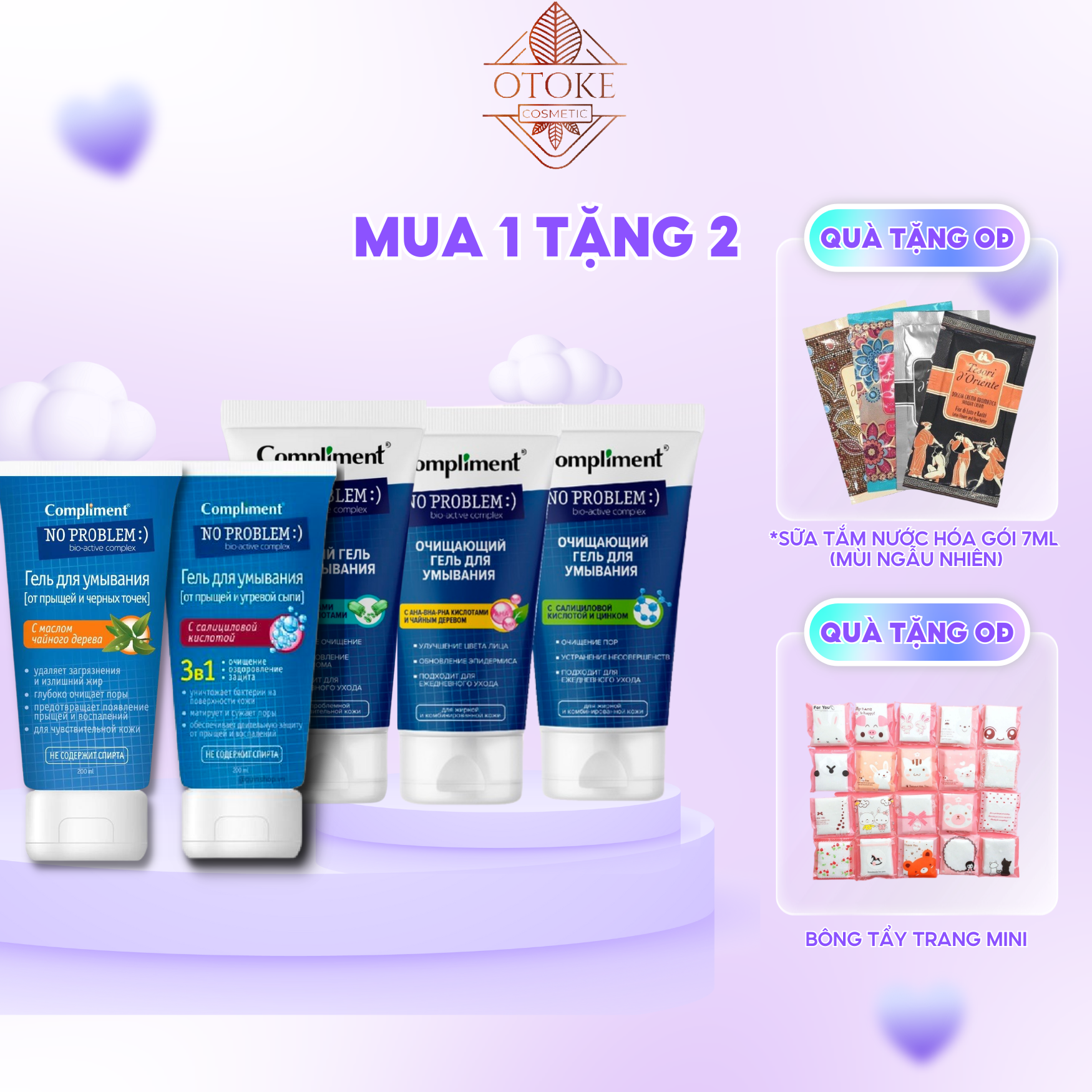 [Chính hãng - Có tem phụ] Sữa rửa mặt Compliment No Problem chứa Salicylic Acid, Tea Tree 200ml