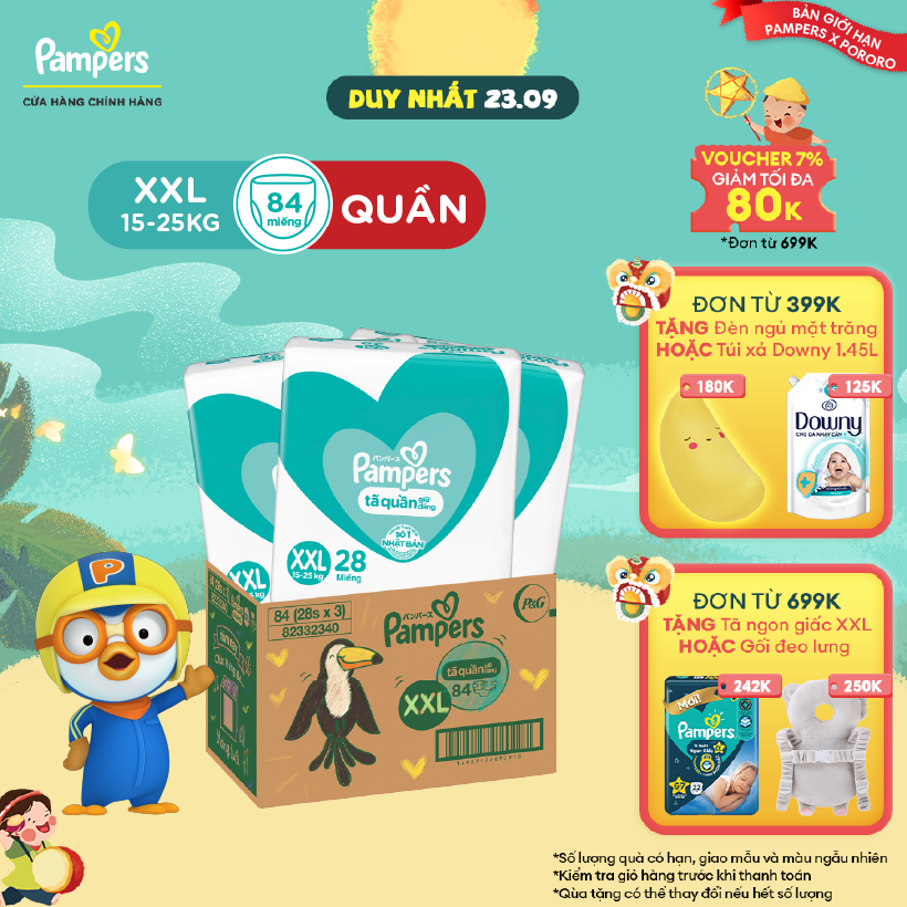 Thùng Tối Ưu Phí Vận Chuyển 3 Gói Tã Quần PAMPERS Giữ Dáng Size XXL Chống Xệ