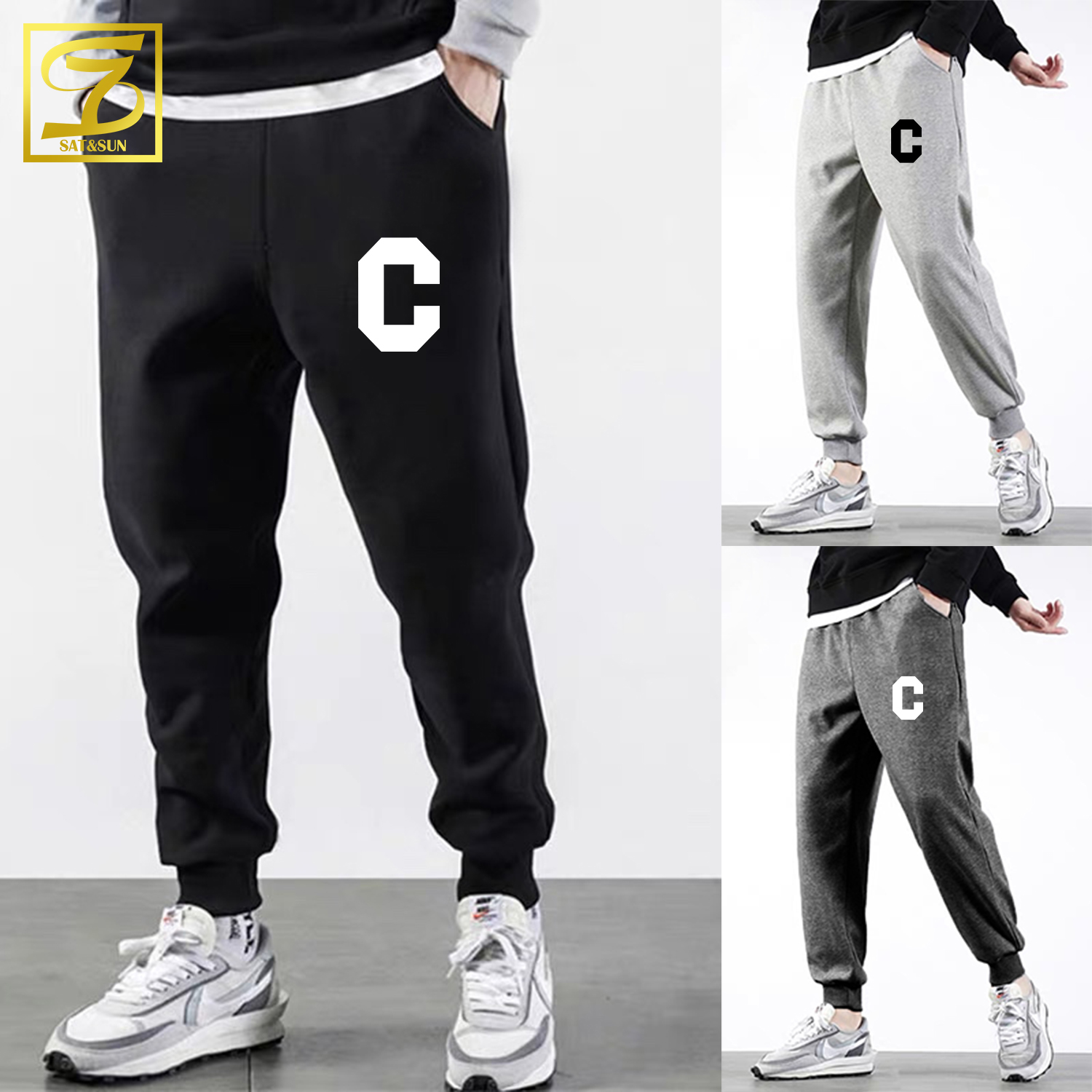 Quần Jogger nam nữ - Quần Jogger Nỉ in chữ C