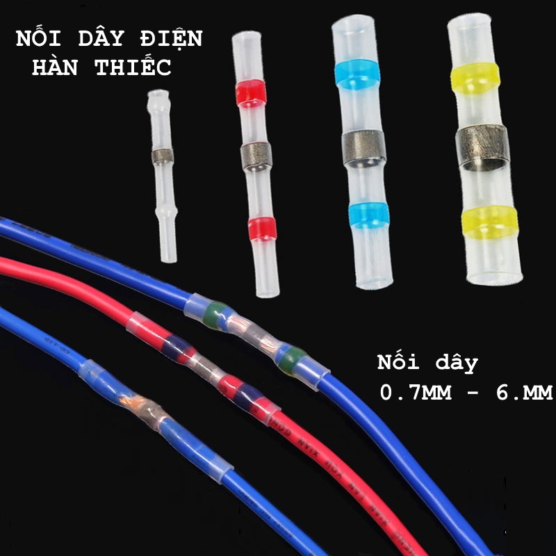 NỐI DÂY ĐIỆN HÀN THIẾC TỰ ĐỘNG. Model: Ger.001. Thiết diện dây từ 0.5mm - 6mm. dễ dàng sử dụng thao tác băng bất lửa hoặc khò nhiệt. The Aone