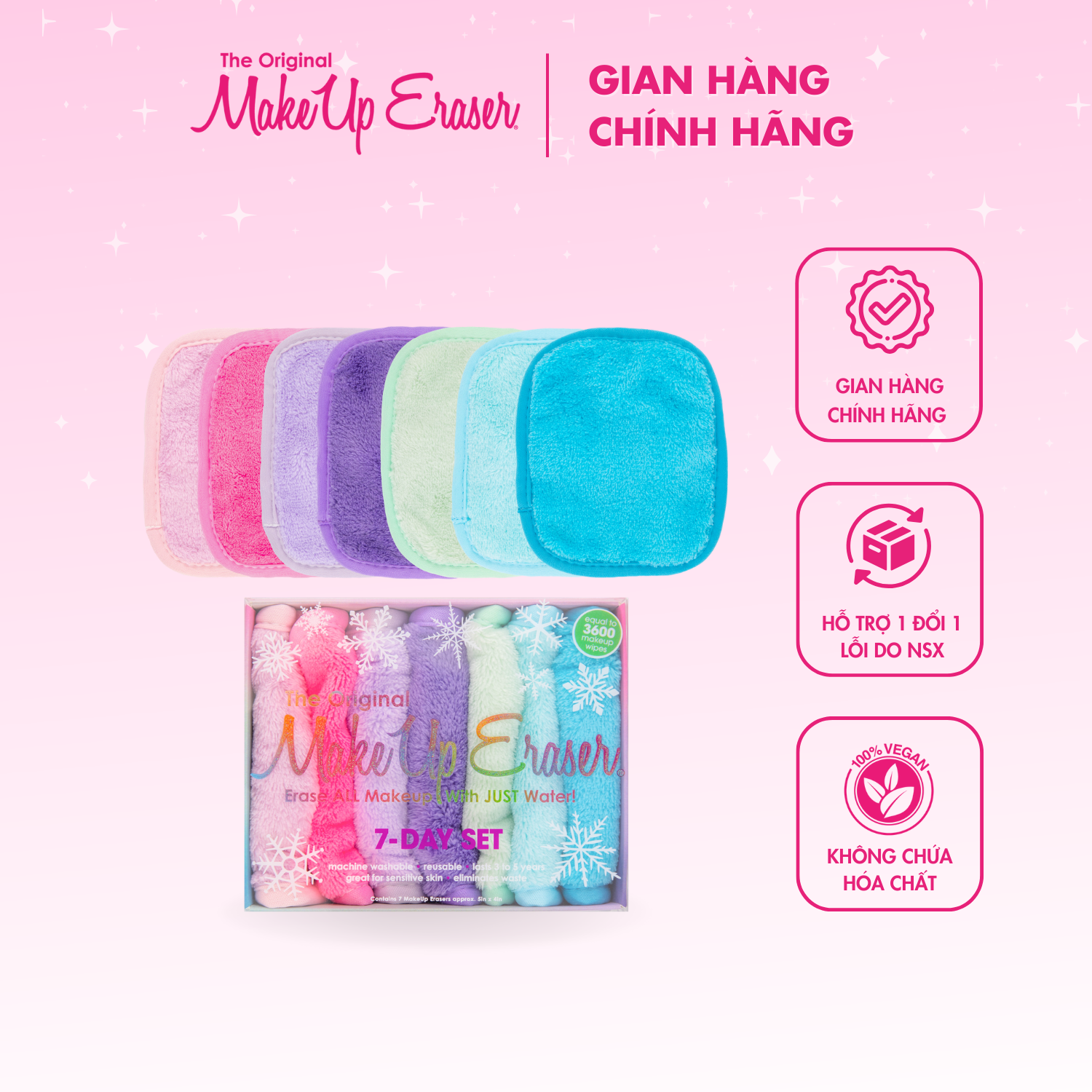Bộ 7 khăn mini Makeup Eraser Let It Snow