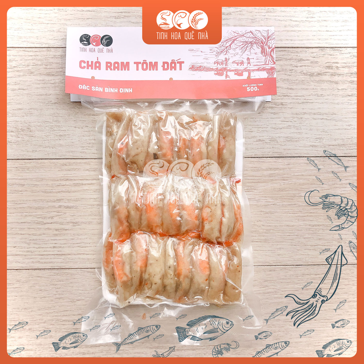 Chả ram tôm đất bình định khối lượng 500g tinh hoa quê nhà