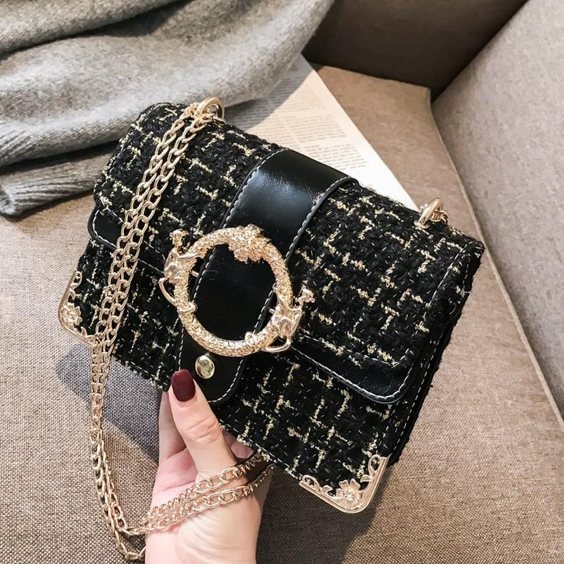 Túi vải dạ tweed khóa rồng sang chảnh ust2121-txn85