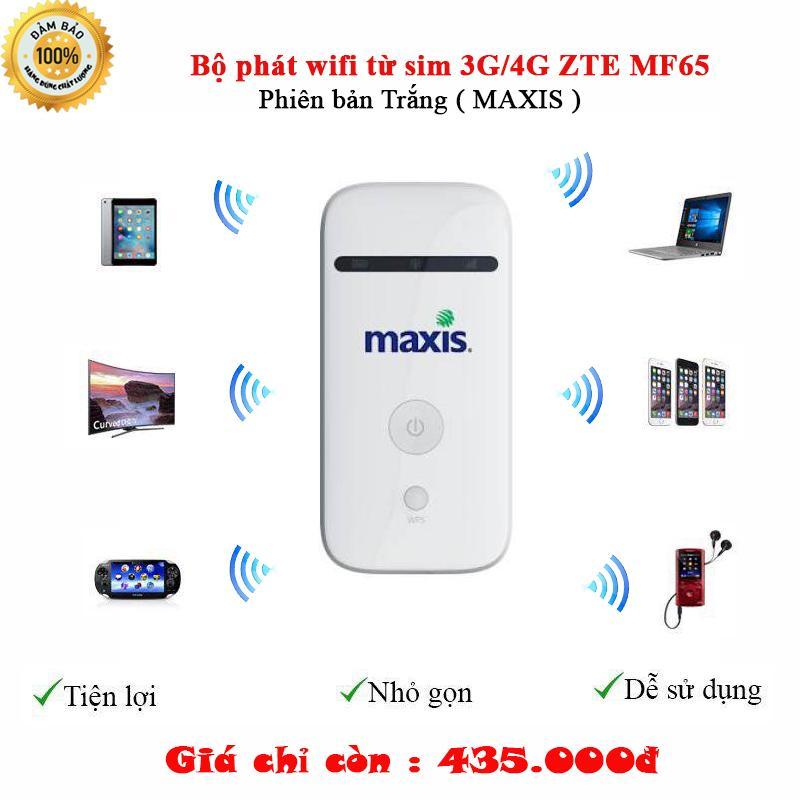 Bộ phát wifi từ sim 3g/4g di động mf65 phiên bản màu trắng - tặng sim viettel 4g và tai nghe j5