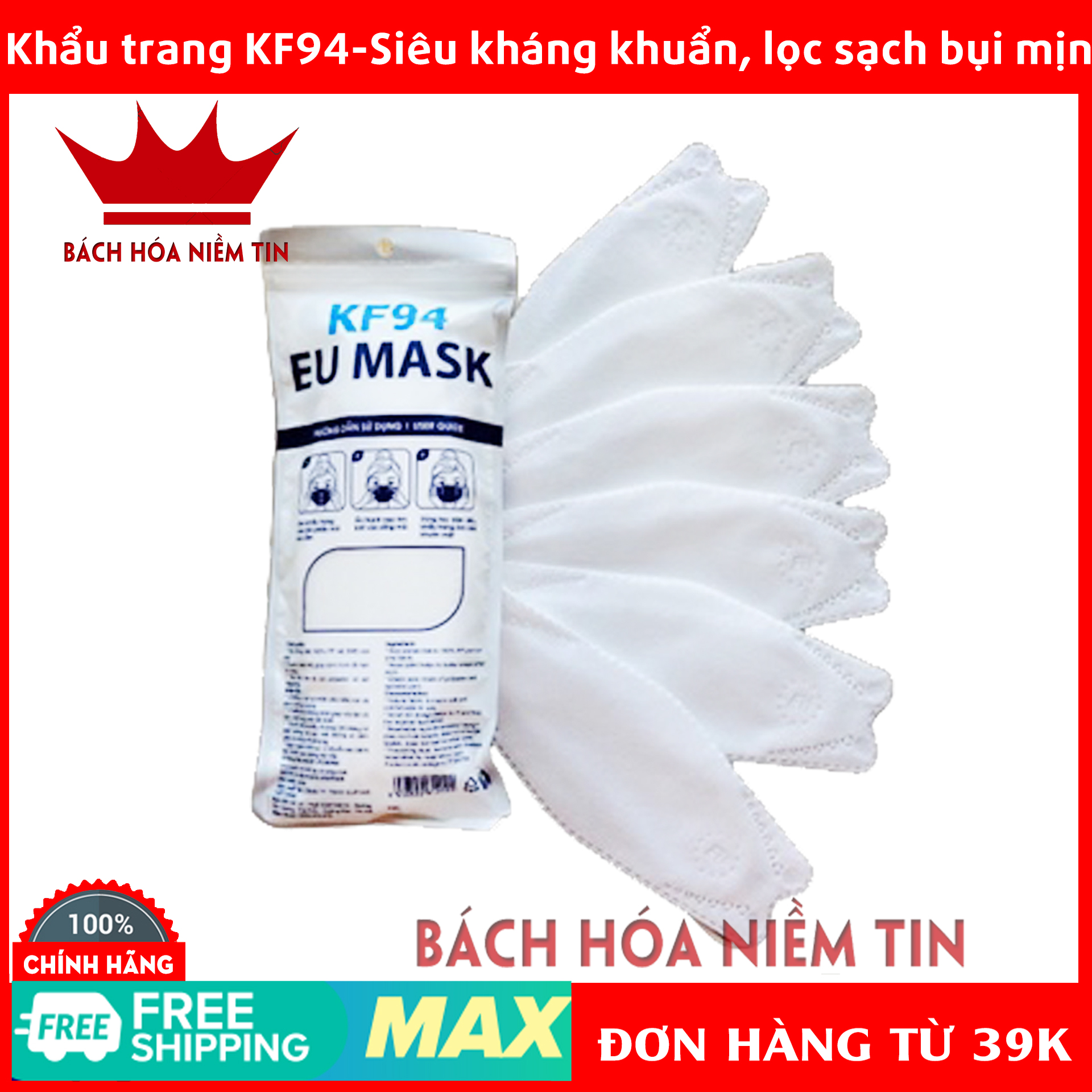 Khẩu trang 4d kf94 4 lớp dày chính hãng unimask