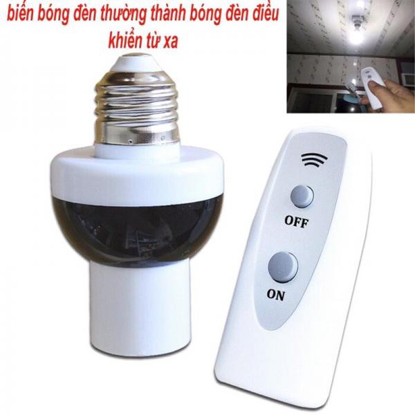Đui đèn điều khiển từ xa mạ vàng có Remote, Đuôi đèn E27 điều khiển từ xa bằng sóng RF, điều khiển xa 30m