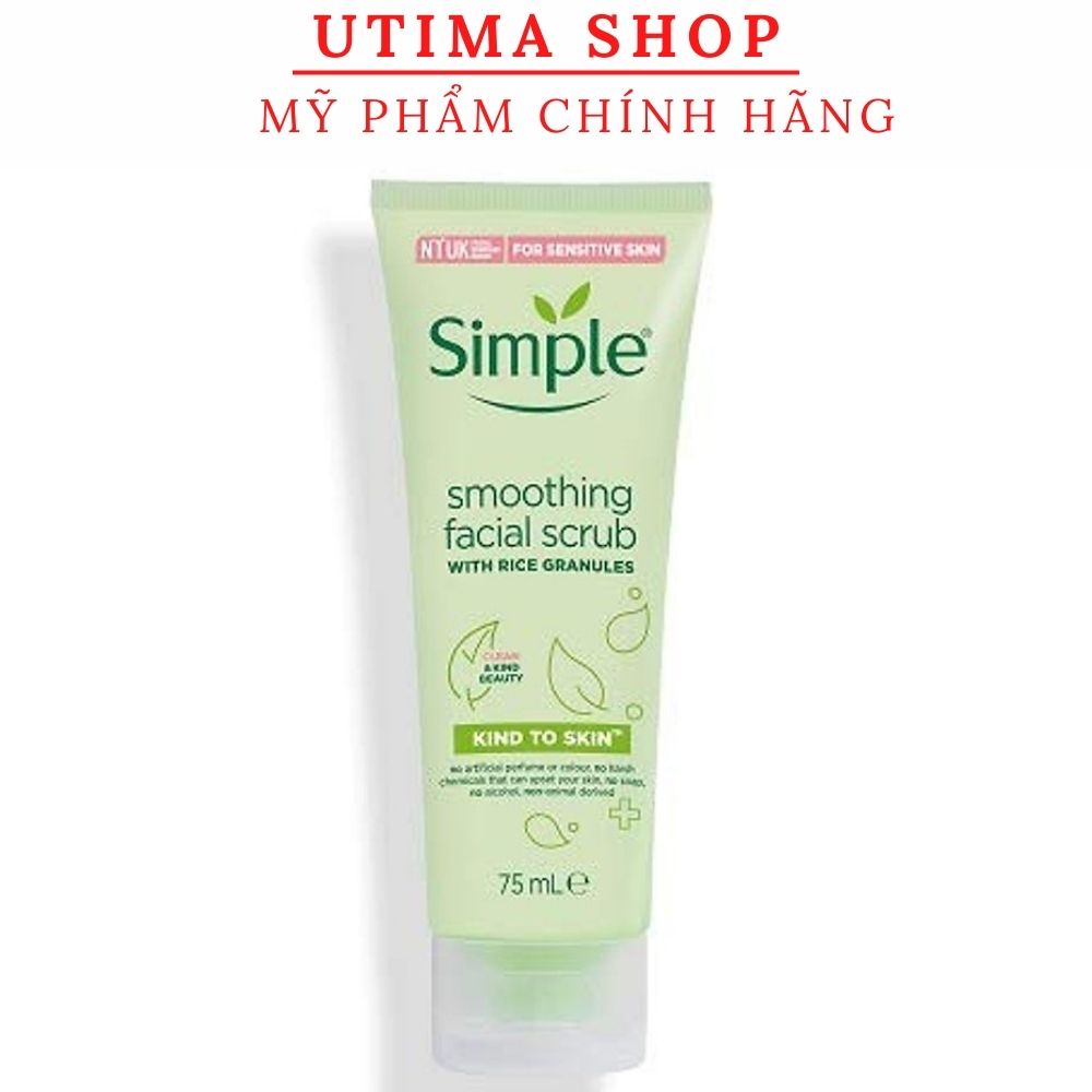 Tẩy tế bào chết SIMPLE Kind To Skin Smoothing Facial Scrub mọi loại da 75ml - Utima shop