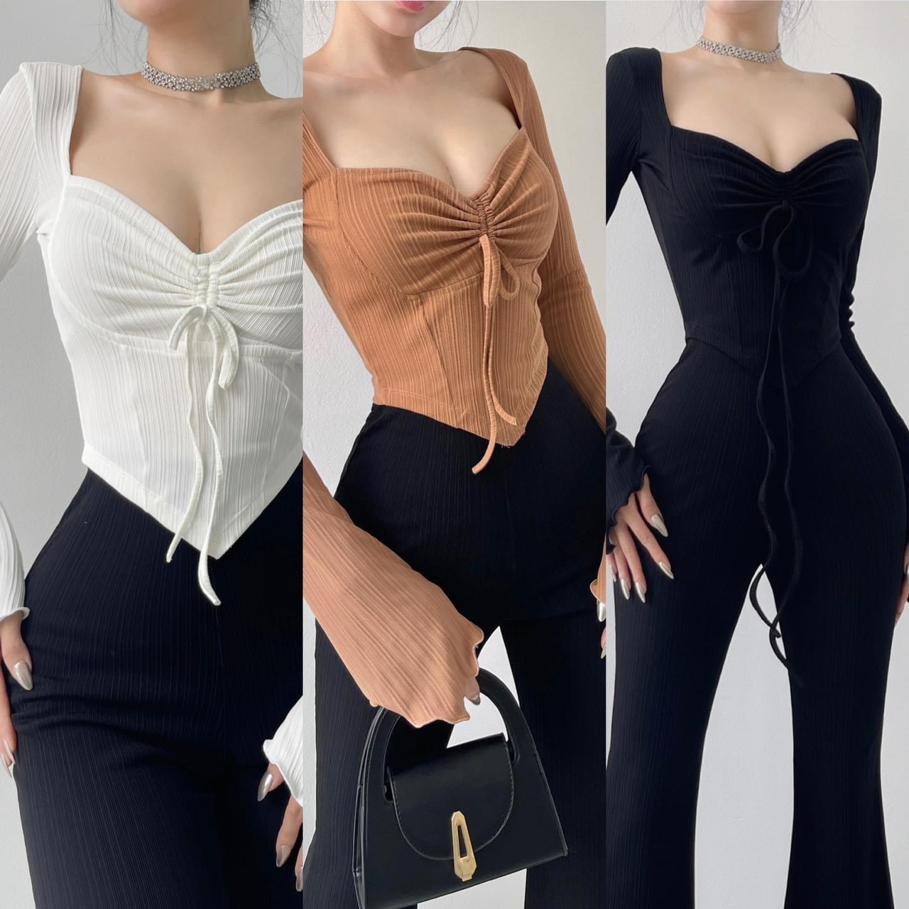 Áo len nữ cao cấp cổ V nút siêu xinh.