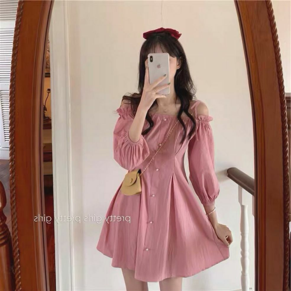 Đầm tiểu thư trễ vai dáng xoè form đẹp