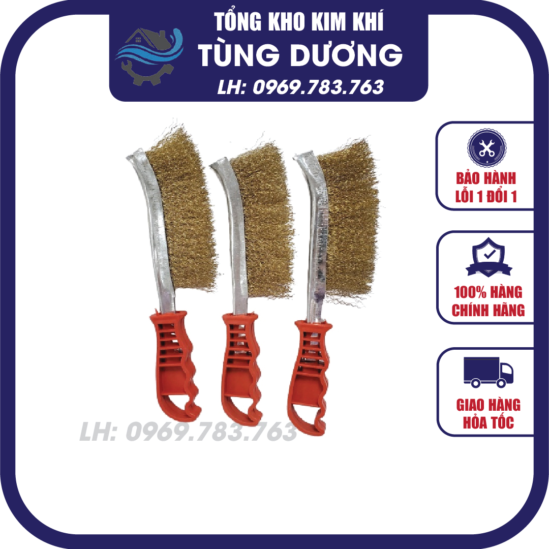Chổi đánh rỉ cán đỏ, bàn chải sắt cọ rỉ cán đỏ