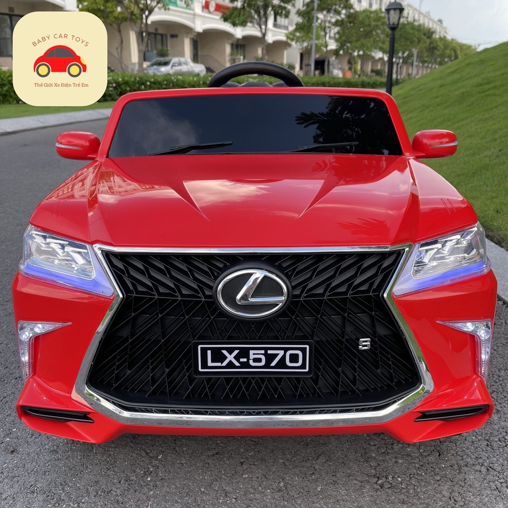 Ô tô điện LEXUS 570 ghế nệm da 2 chỗ 4 động cơ kết nối bluetooth tốc độ cao (Đỏ-Trắng-Đen)
