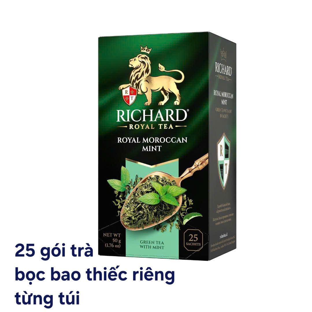 [Nhập khẩu độc quyền] TRÀ HOÀNG GIA RICHARD - ROYAL BẠC HÀ MA RỐC (25 túi có bao thiếc) - Royal Moroccan Mint