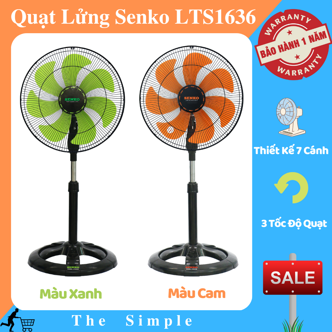 Quạt senko lts1636 - thiết kế 7 cánh - 3 tốc độ gió - không gây tiếng ồn - bền bỉ êm ái - quạt đứng senko, quạt lỡ đứng lts1636 - chính hãng senko - bảo hành 12 tháng