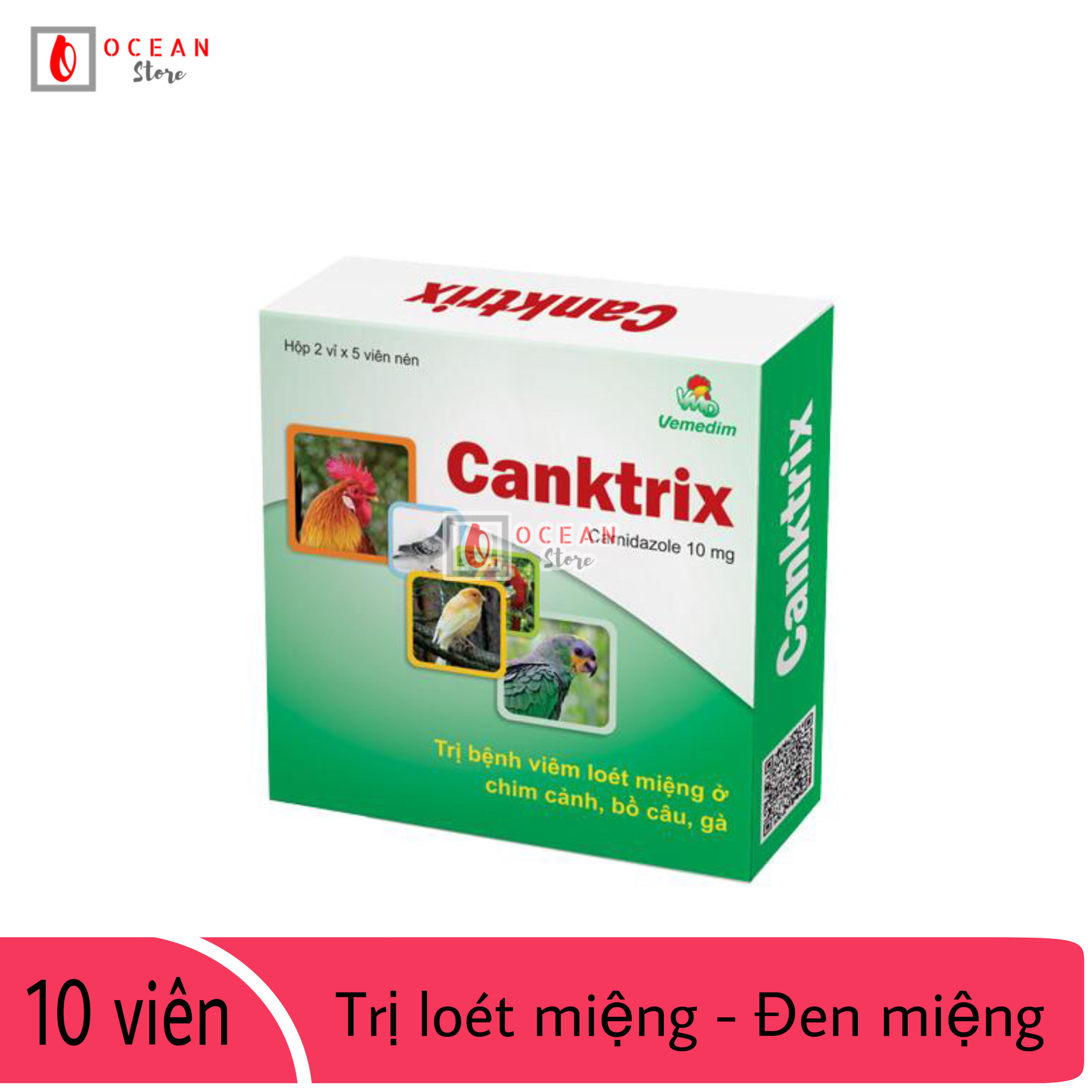 Thuốc trị lở miệng, loét miệng - 1 hộp thuốc Canktrix cho chim cảnh, gà đá