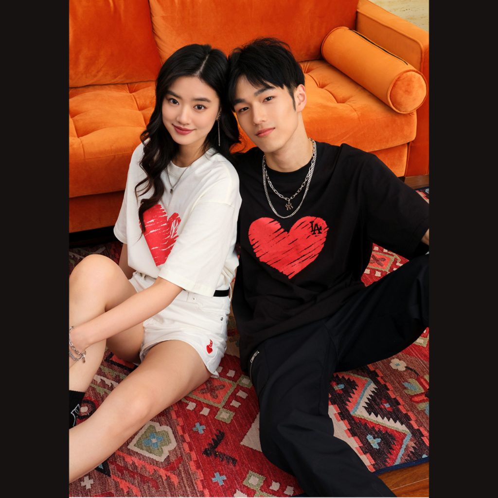 Áo thun mlb chính hãng nam nữ couple mlb love t-shirt áo thun hàn quốc dáng rộng ngắn tay mùa hè