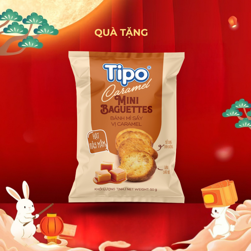 (QUÀ TẶNG) Bánh mì sấy Caramel Tipo 50g Hữu Nghị dinh dưỡng, ngon giòn, ăn vặt tiệnlợi