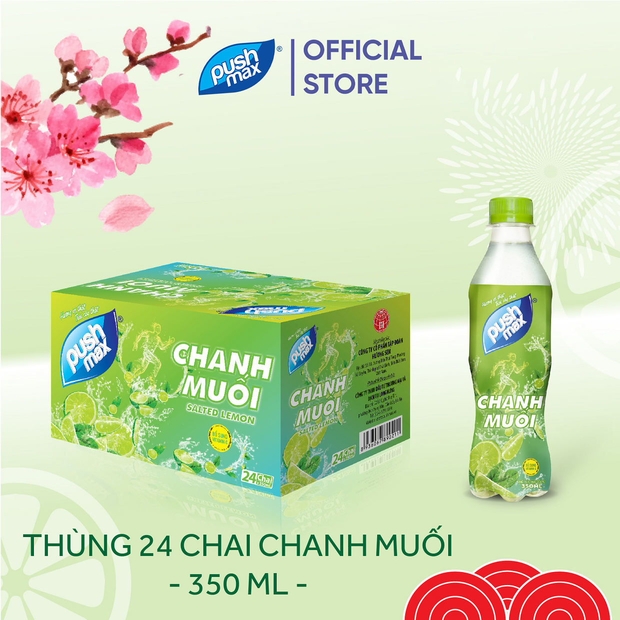 Thùng 24 Chai Nước Trái Cây Chanh muối Pushmax