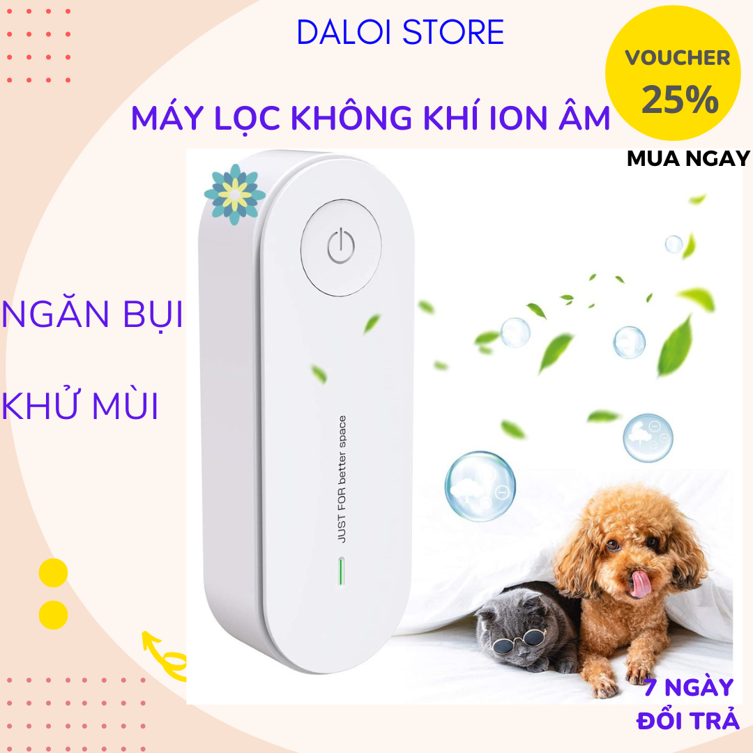 MMáy lọc không khí mini tạo ion âm khử mùi thuốc lá khử mùi nhà vệ sinh nấu bếp TS056 DALOI STORE
